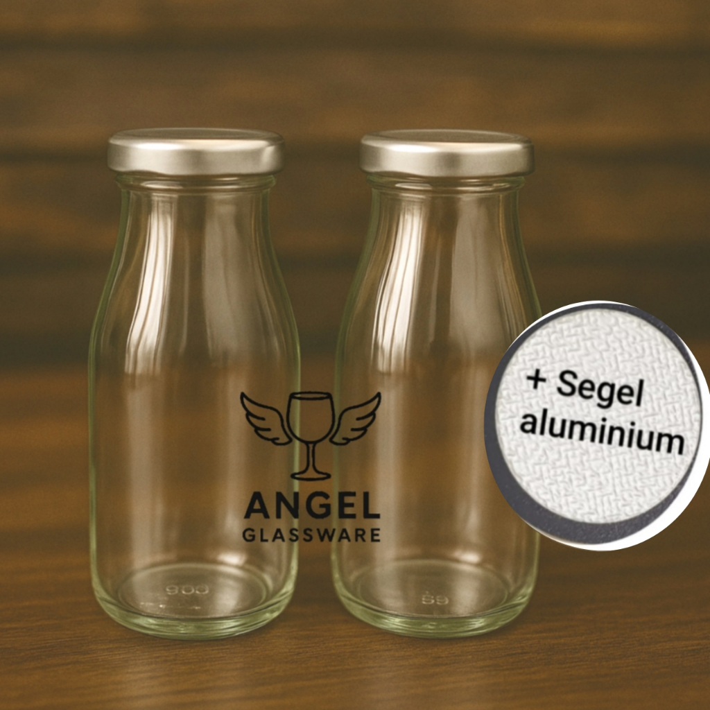 / 9 PCS 250ML BOTOL JUICE KACA + SEGEL  + TUTUP SILVER / JUS 250 ML