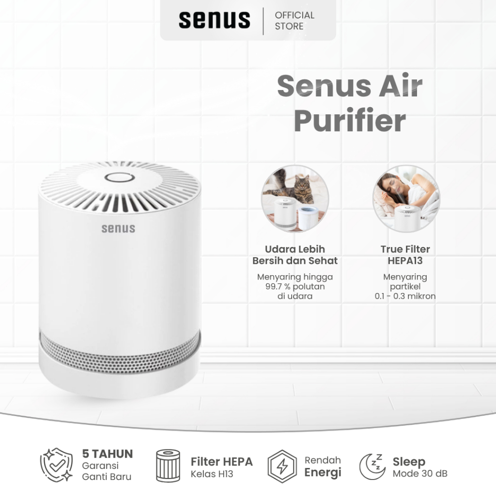 Senus Air Purifier Ruangan Penyaring Pembersih Udara Bersih True Hepa Filter Protect Allergy Flu