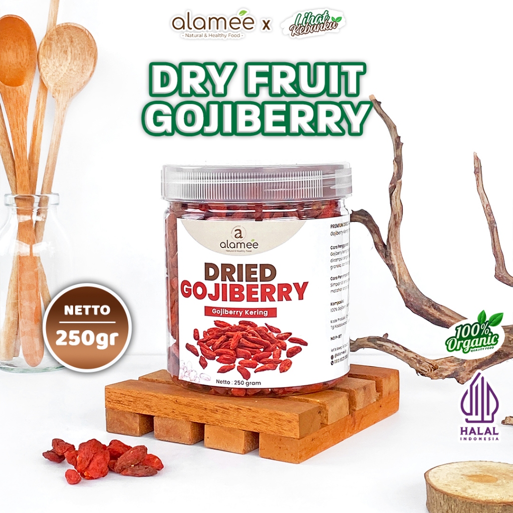 

ALAMEE Goji Berry Kering Premium Dried Fruit Red Gojiberry Cemilan Buah Kici 250gr LIHAT KEBUNKU