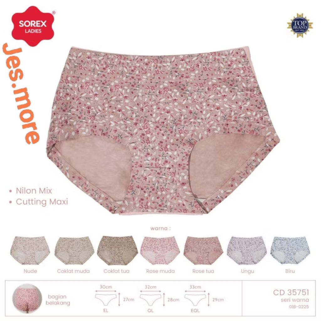 SOREX 35751 CD Celana Dalam Wanita Motif Bunga Bercutting Maxi Size XL -  3XL