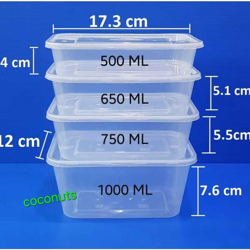 Thinwall Food Container / Kotak Makan Mika Plastik 500ml 650ml 750ml 1000ml