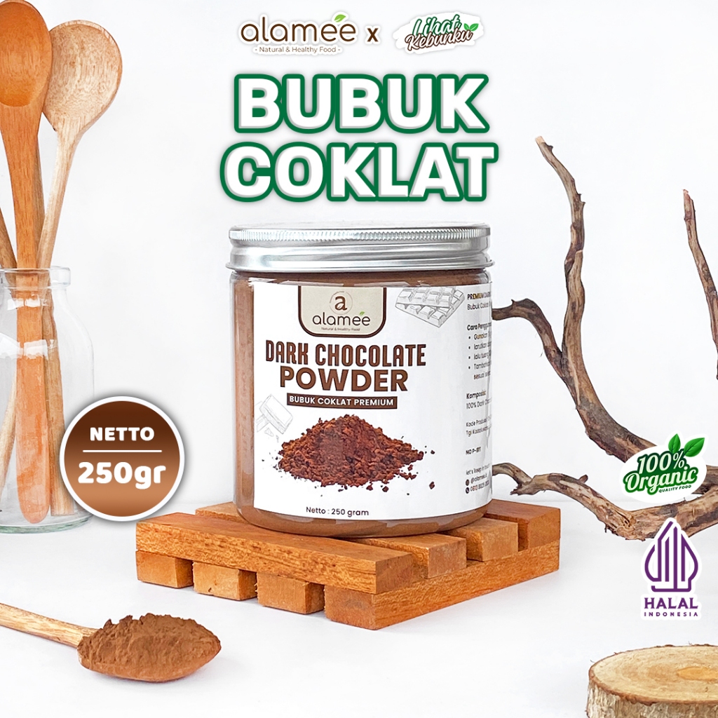 

ALAMEE Bubuk Coklat Dark Chocolate Powder Minuman Serbuk Kakao Cocoa Gluten Free Tanpa Gula 250gr LIHAT KEBUNKU