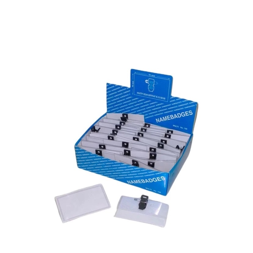

Plastik Name Tag Id Card Holder Jepit Saku Peniti ( 1 Pcs )