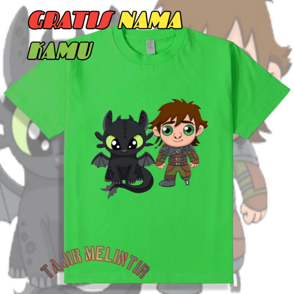 BAJU ANAK KAOS ANAK TOOTHLESS AND HICCUP