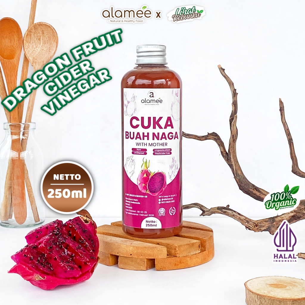 

ALAMEE Cuka Buah Naga Organik Dragon Fruit Cider Vinegar With Mother Fermentasi Probiotik 250ml LIHAT KEBUNKU