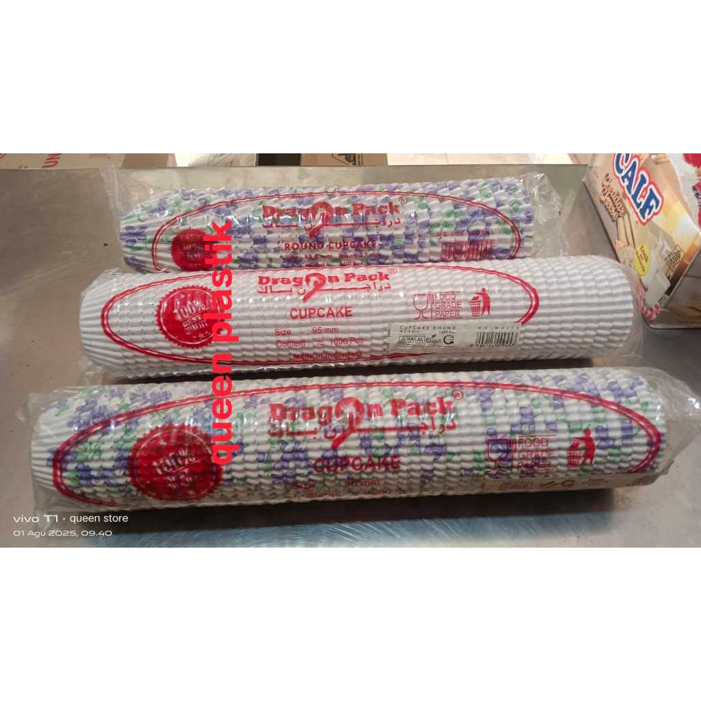 

Dragon Pack Cup Cake Bolu Kukus Kertas Alas Kue Ukuran 9,5/4,3 (Pendek) Isi 1000