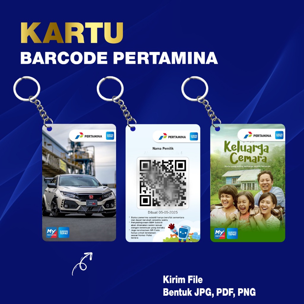 Cetak kartu Barcode My Pertamina  Custom Bahan pvc tebal + gantungan kunci