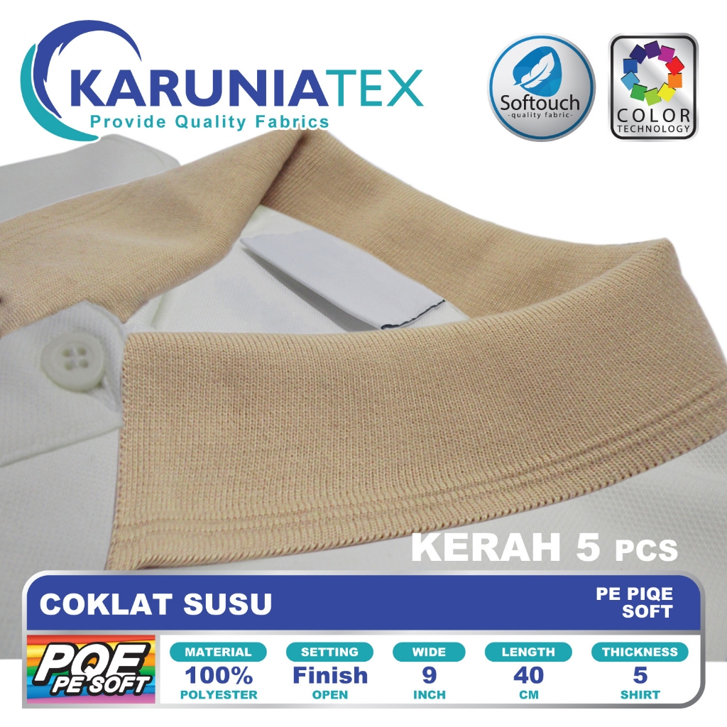 Kerah dan Manset Kaos Poloshirts PE | Coklat Susu | Karunia Textile
