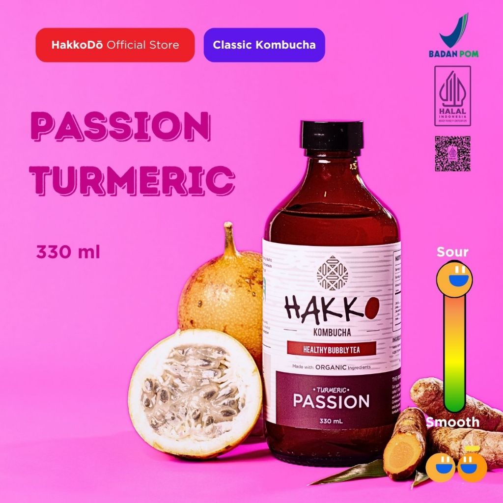 

Hakko Kombucha Passion Turmeric / Markisa Kunyit 330 ml