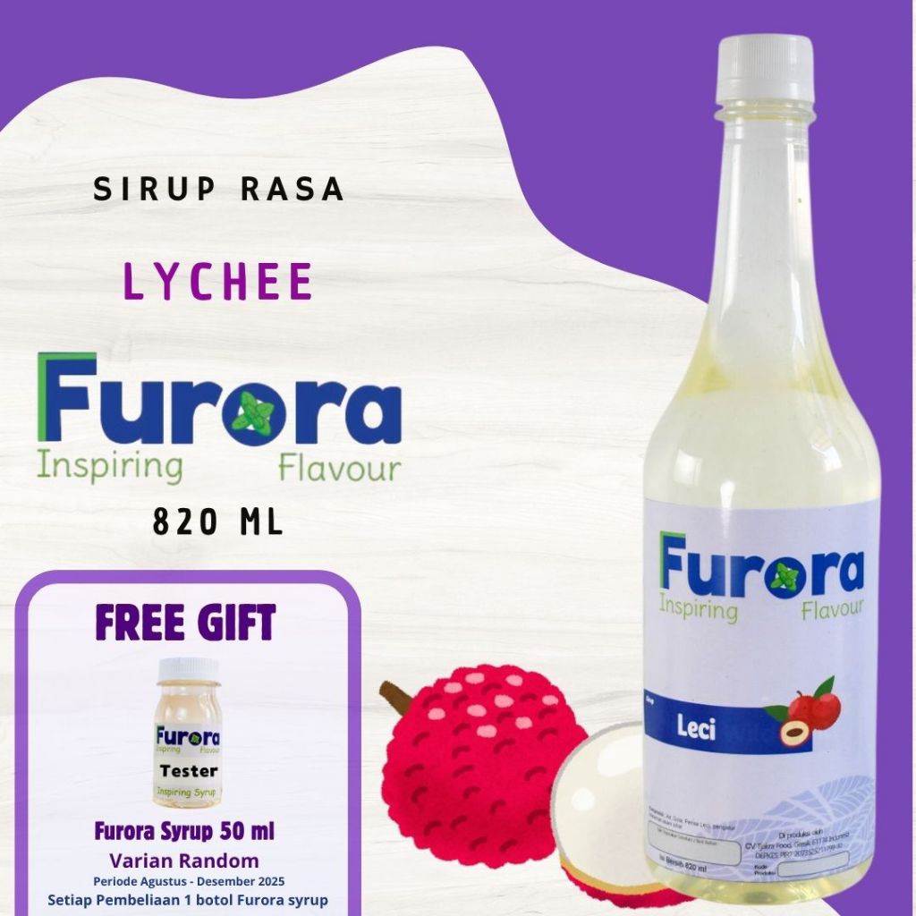 

Sirup Leci 820 ml - Furora Syrup l Sirup Cafe l Lychee Syrup