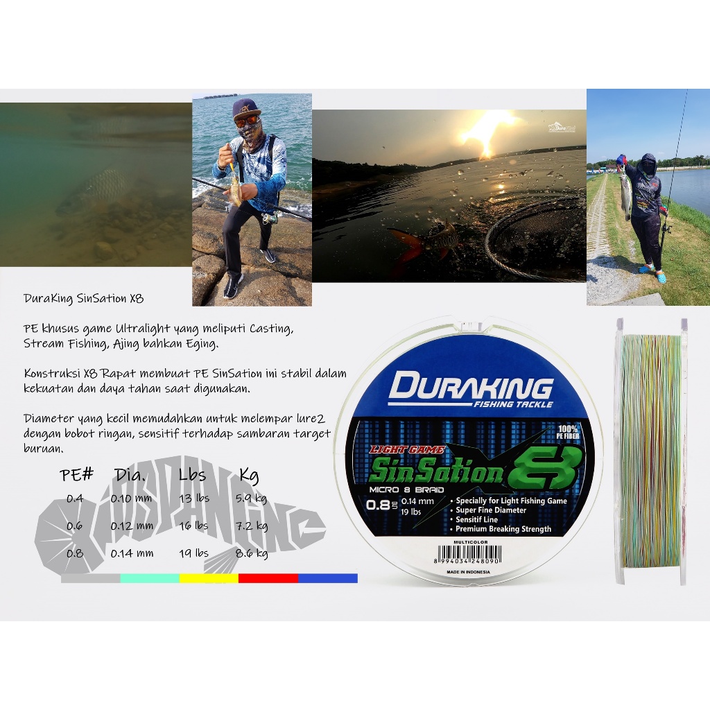 BENANG PE MICRO DURAKING SINSATION X8 MULTICOLOR 150M-300M