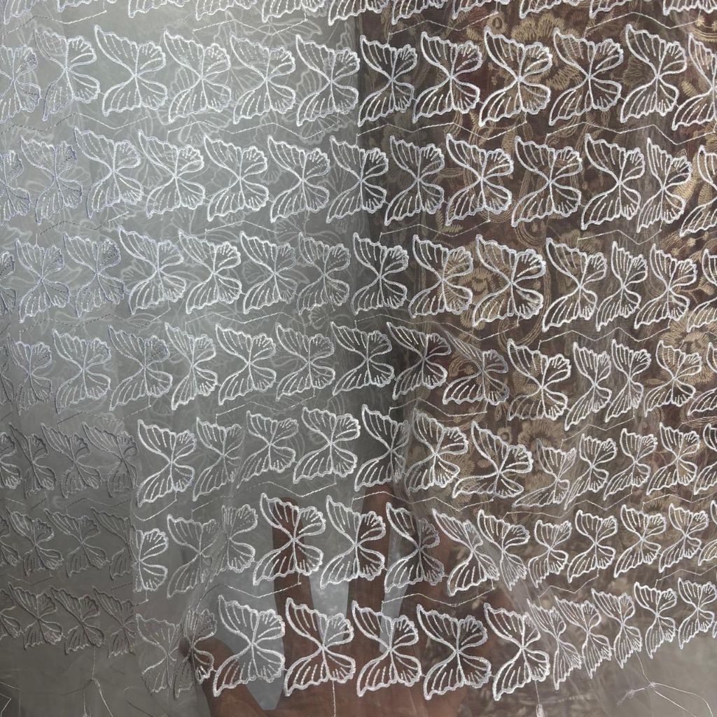 Bahan Organza Bordir Premium | Kain Organza Bordir Renda | Kain meteran Organza Bordir (Harga 0,5 Me