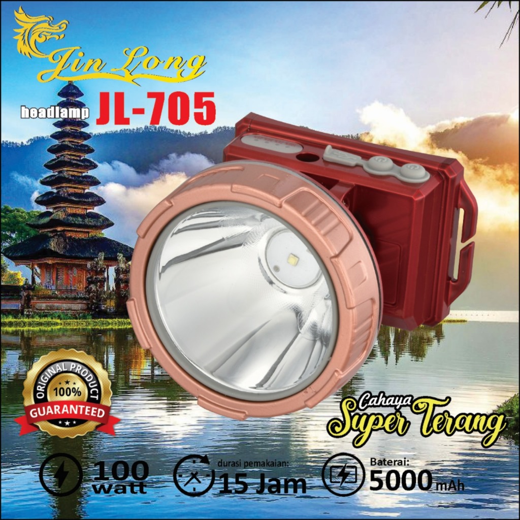 Senter Kepala Waterproof Jinlong JL 705 100Watt  Charger USB-C