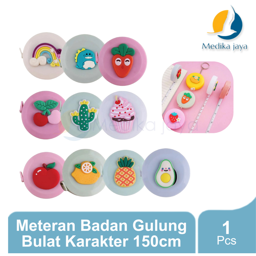 Meteran Badan Gulung Bulat Karakter 150cm / Meteran Serbaguna Gulung Badan Kartun 150 cm Bulat Karak