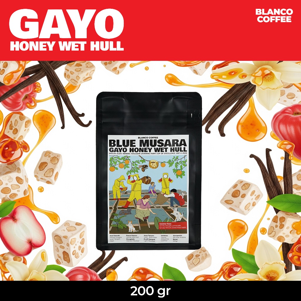 

Kopi Single Origin Gayo Pantan Musara Blue Musara 200GR - Filter Roast - Honey Wethull