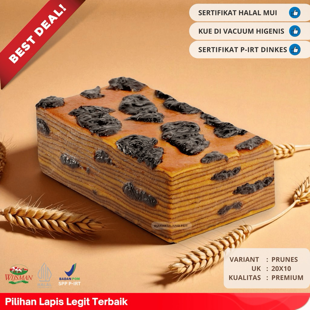 

(KUALITAS PREMIUM) KUE LAPIS LEGIT 20x10 PRUNES WISMAN 100% HALAL PLUM