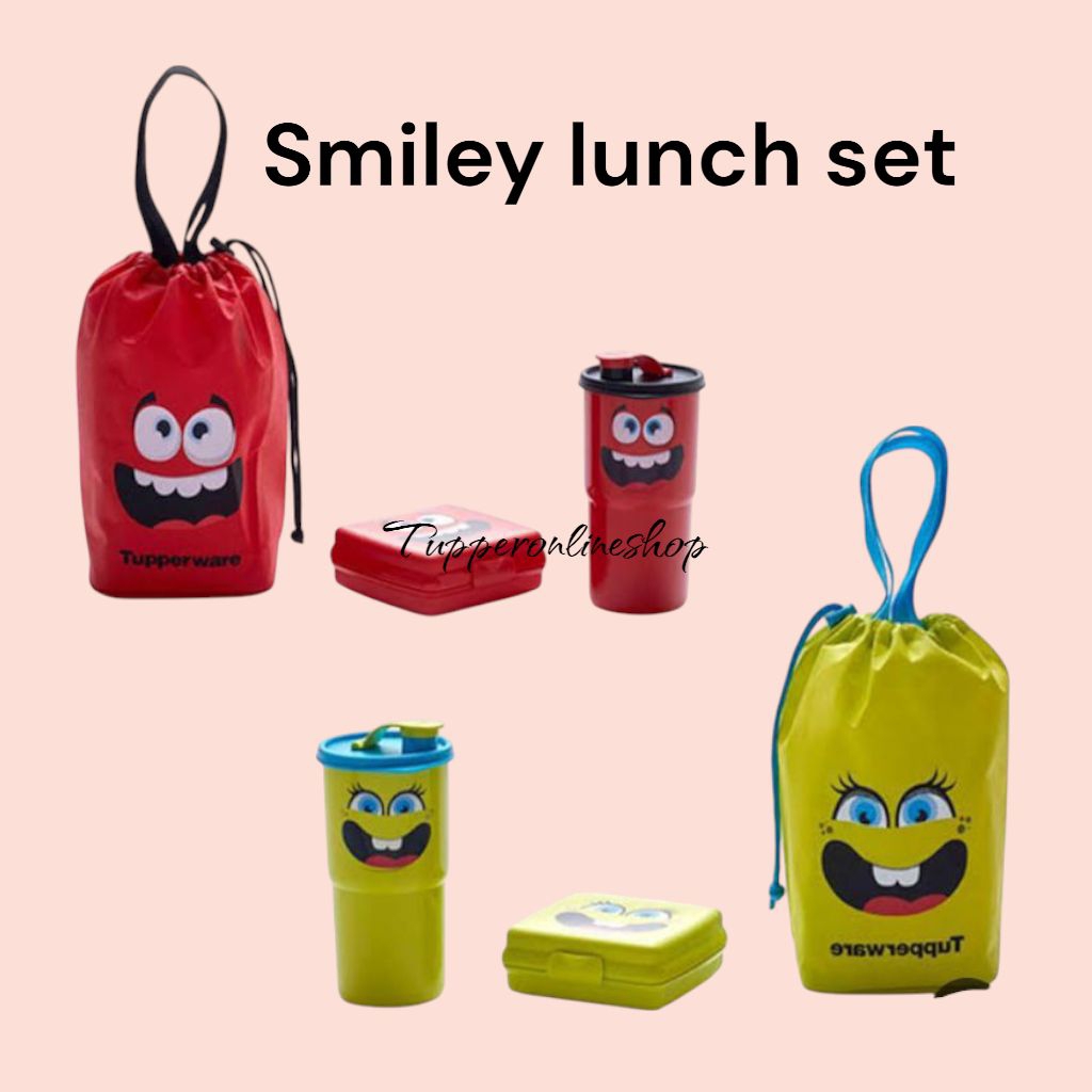 Smiley lunch set tupperware tempat bekal anak