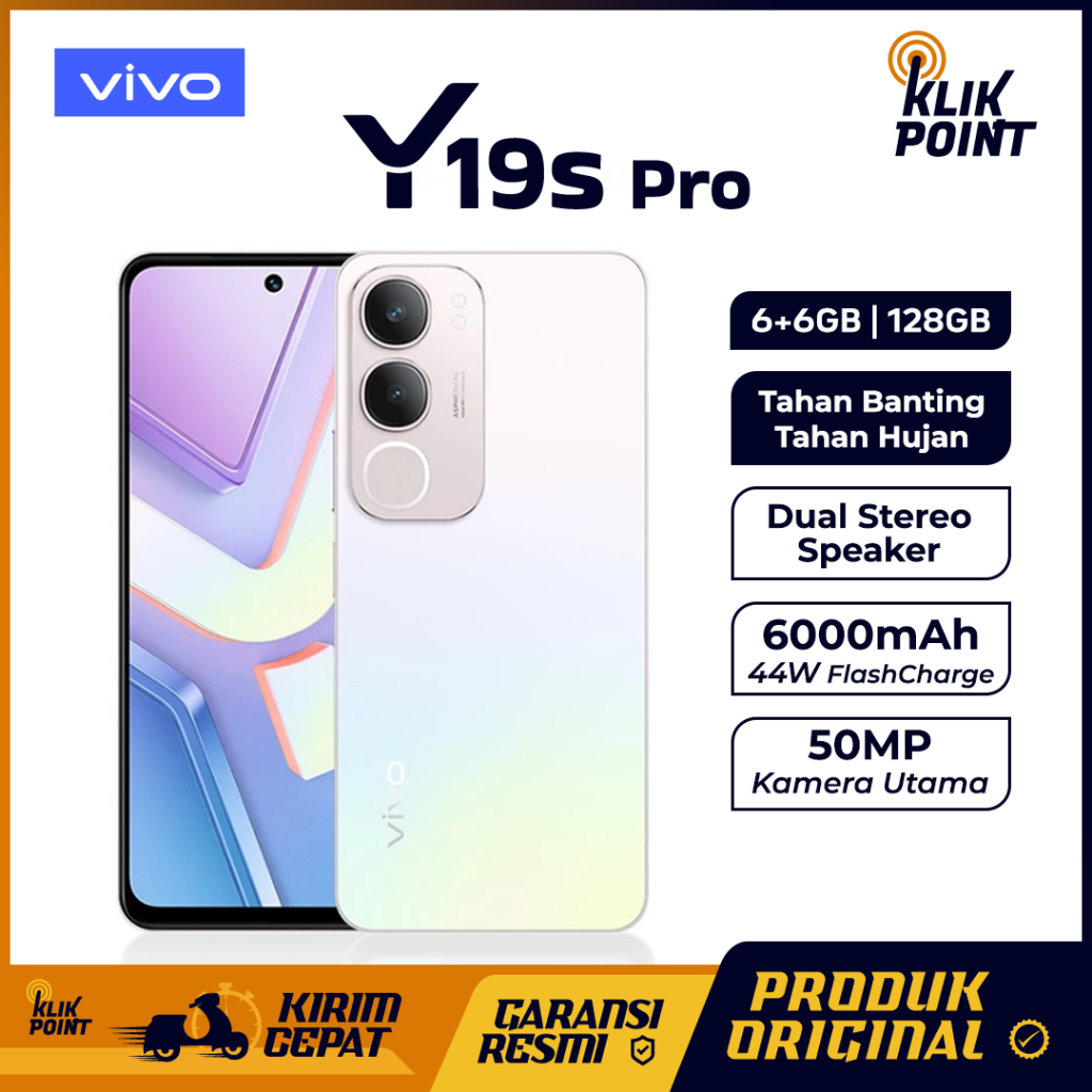 Vivo Y19s Pro 6+6GB | 128GB Tahan Banting HP Murah Original 100% HP 1 Jutaan Terbaik