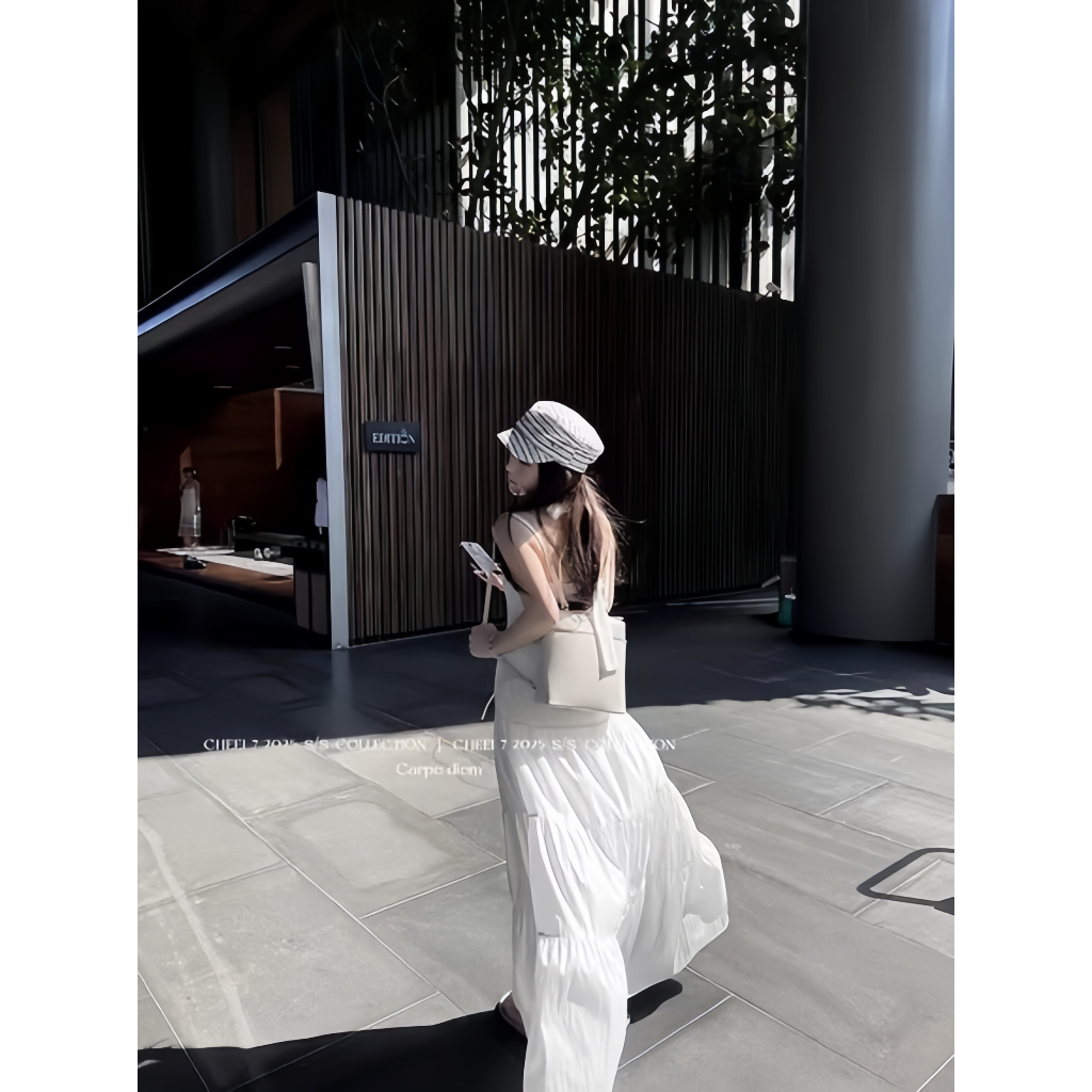 Rok Panjang Wanita Putih 2025 – Model A-Line, Rok Gantung, Gaya Korea, Rok Layer Cake, Cocok untuk W