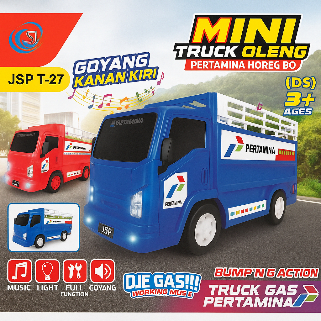 Mainan Anak Truk Tangki Pertamina Mini Oleng JSP T-27/Goyang dan Lampu Musik