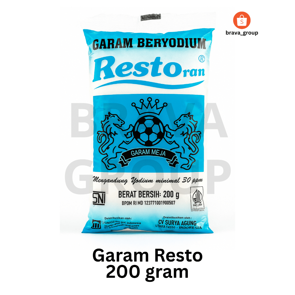 

GARAM RESTO ran 200 gram Yodium 30 ppm / Garam Murah 200 gr / Garam Dapur/ Garam Makan