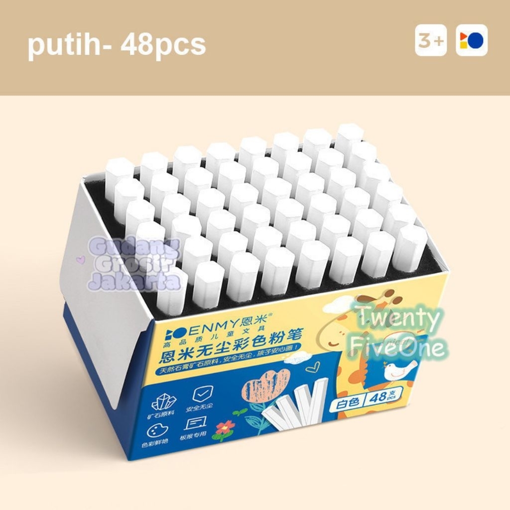

kapur tulis ENMY putih & warna-warni, bisa set & ecer hemat lebay