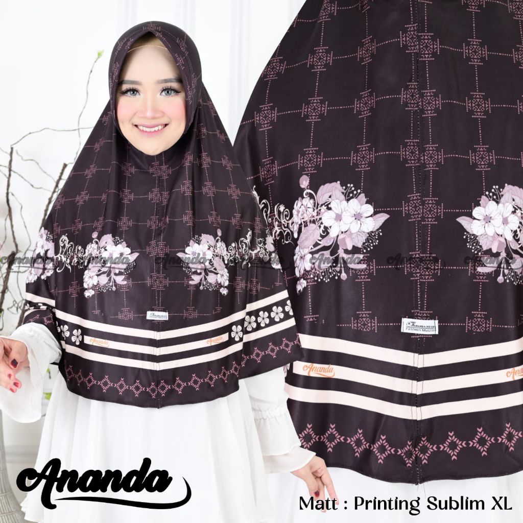 Hijab bergo pet Jersey printing motif bunga garis XL