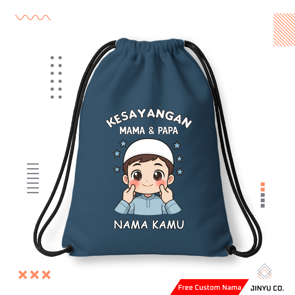 Tas Serut | Tas Serut Anak | Tas Serut Kesayangan Mama Papa Custom Nama | Tas Serut Anak Laki-Laki