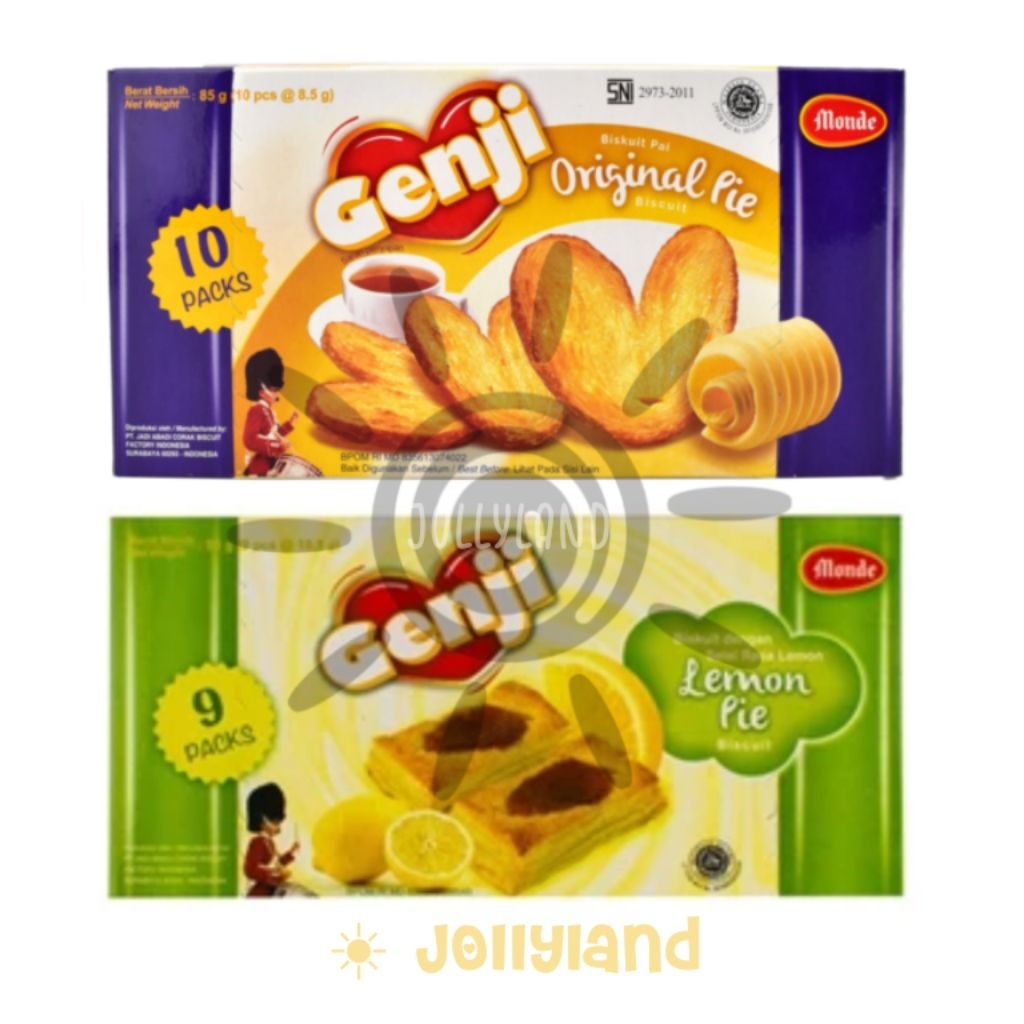 

Monde Genji Pie Original & Lemon Pi Pastry Snack Ori & Lemon 95g (isi 10 packs / 9 packs)
