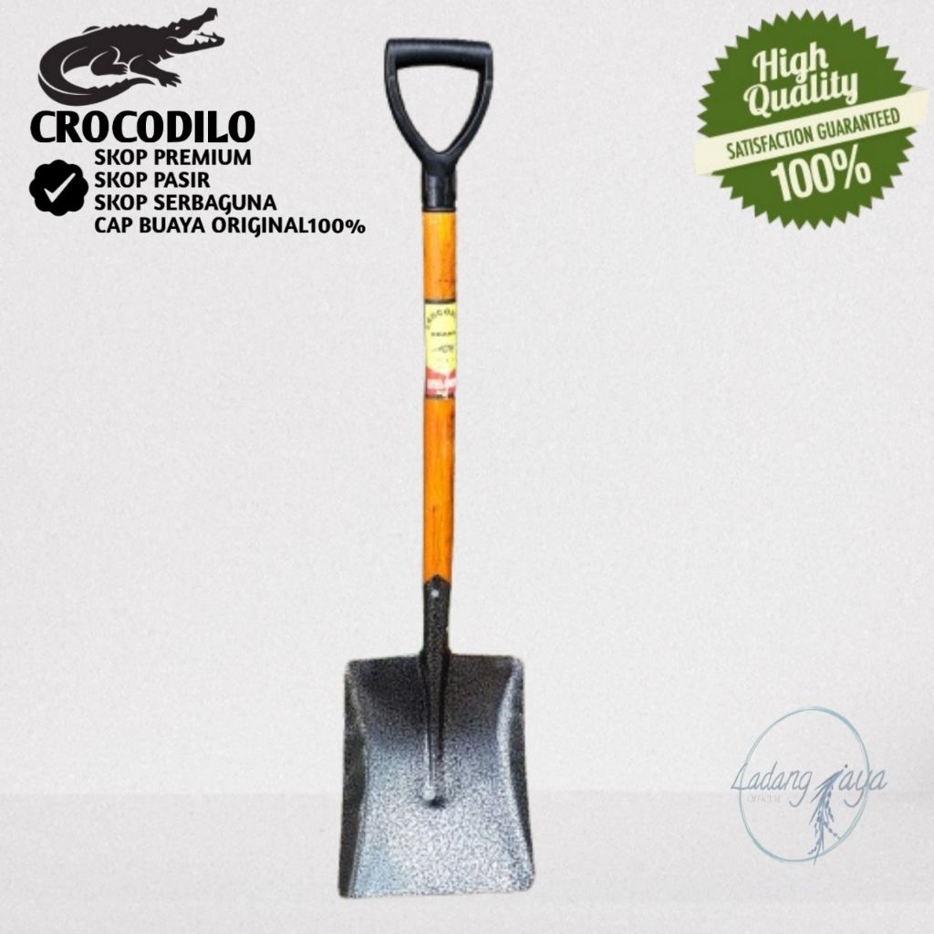 Skop Pasir Murah-Sekop Pasir Baja Gagang Kayu-Skop Pasir Cap Crocodile Tutul Besar-Skop Proyek Serba