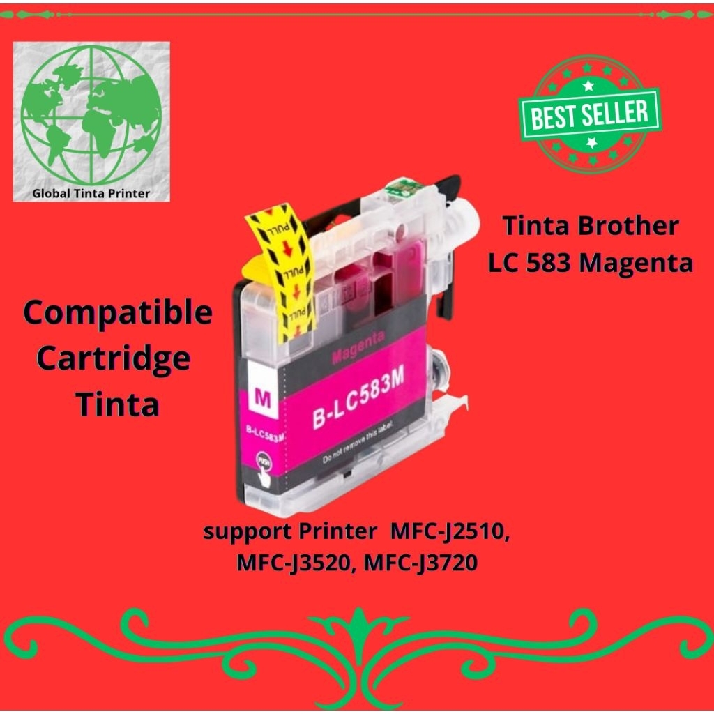 Compatible Tinta Cartridge Brother LC 583 Magenta Printer Brother MFC-J2510, MFC-J3520, MFC-J3720