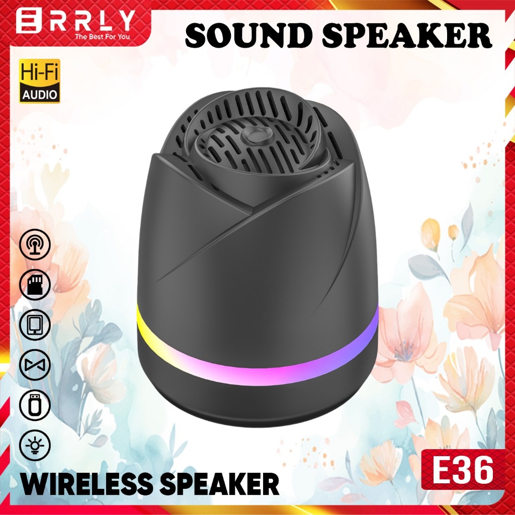 Speaker Bluetooth E36 Wireless LED RGB Lighting Speakers Rose Portable Hi-Fi E36 TWS 2 IN 1 dengan A