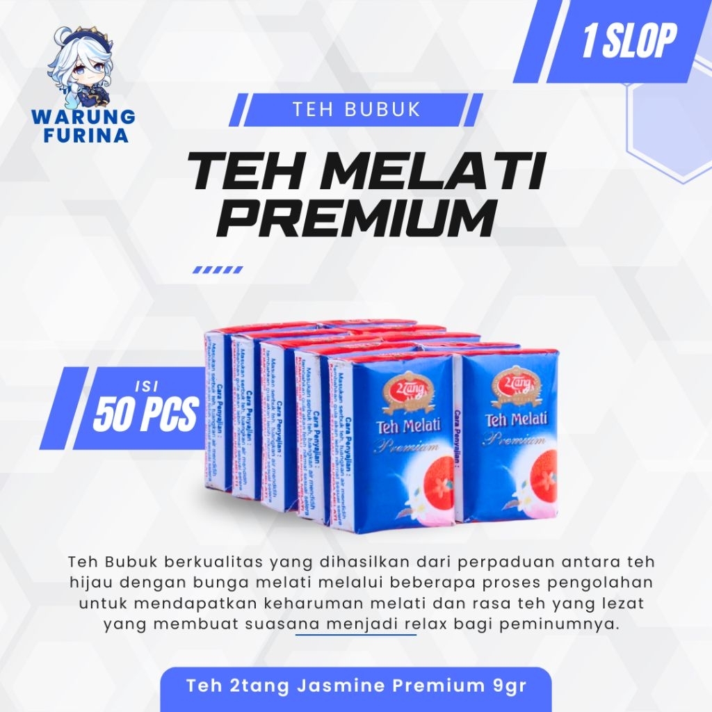 

2Tang Teh Bubuk Jasmine Tea Premium 9gr [ISI 5 PACK / 50 PCS] Teh Bubuk Best Quality