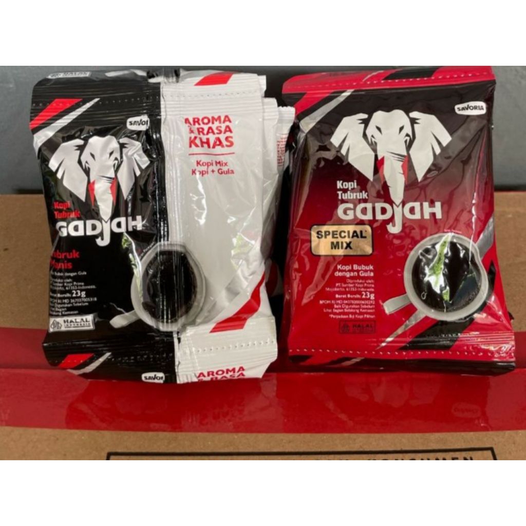 

KOPI GADJAH KOPI TUBRUK HITAM+GULA DAN SPECIAL MIX 1RENCENG 10 PCS