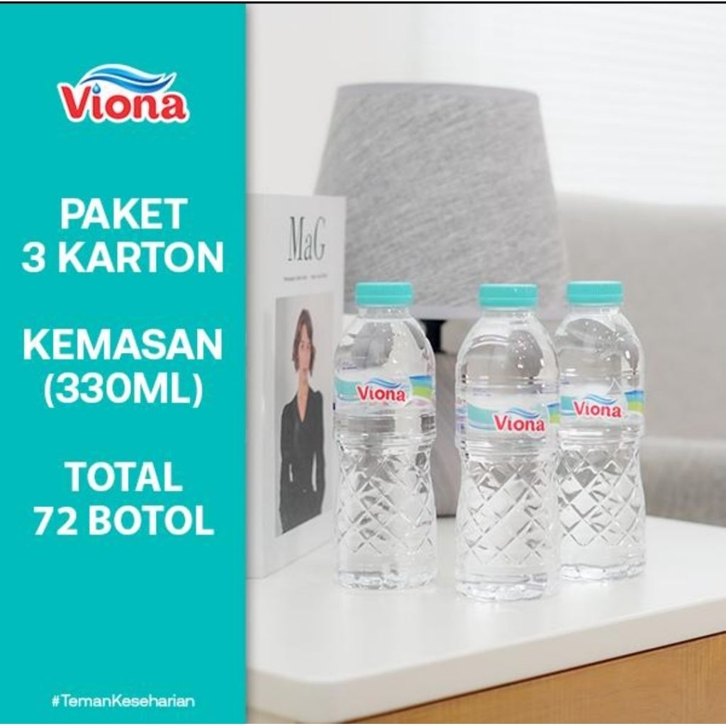

Air Mineral Viona Botol 330ml (Paket 3 Karton isi 72 pcs)