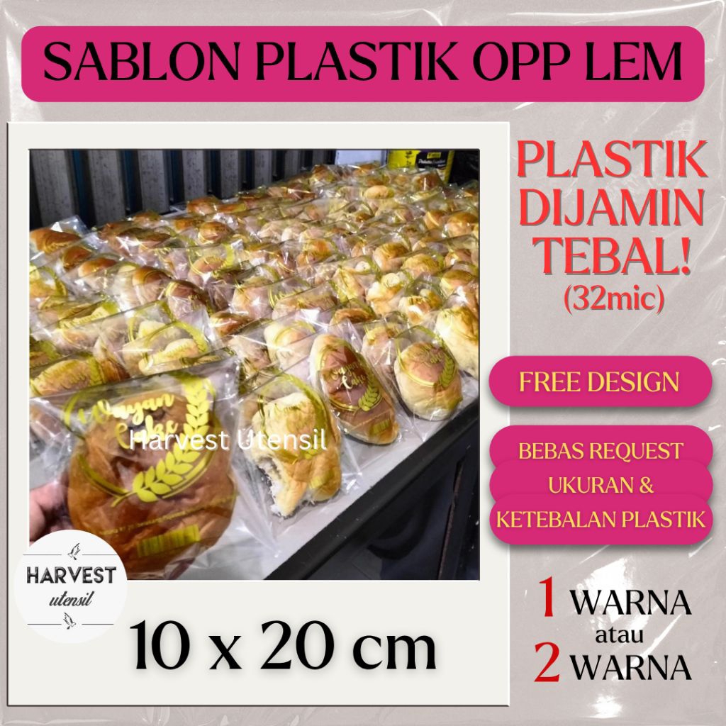 

Sablon Plastik OPP Lem 10x20 Roti Kue Cookies Makanan Aksesoris Tebal