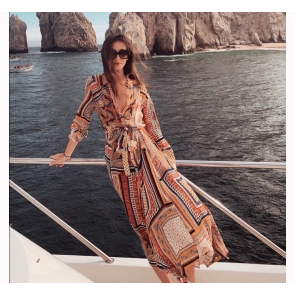 Zara Etnik Print Dot Chiffon Bohemian Dress