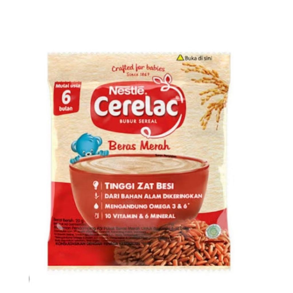 Nestle Cerelac Bubur Bayi Beras Merah Instant {Isi 8 Sachet} Usia 6-12 Bulan 20G