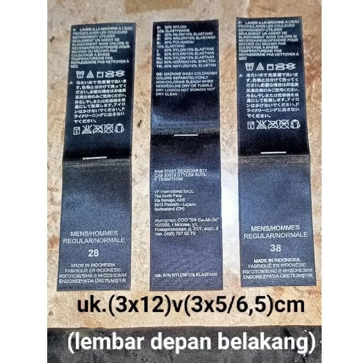 

label merek brand merek label (wash care misc) label tnf the north fa¢e