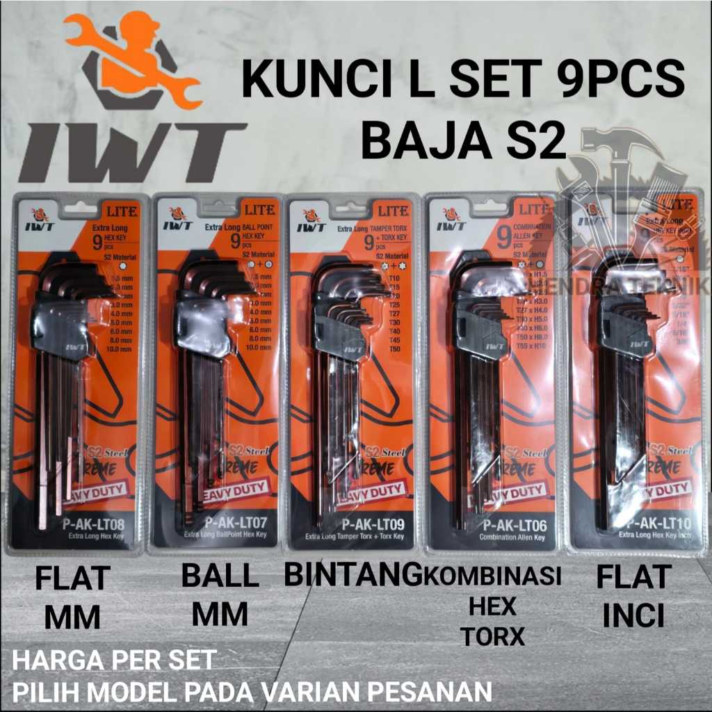 KUNCI L SET PANJANG S2 KUNCI L BAJA EXTRA LONG KUNCI L SEGI 6 BINTANG MURAH HEX TORX FLAT BALLPOINT 