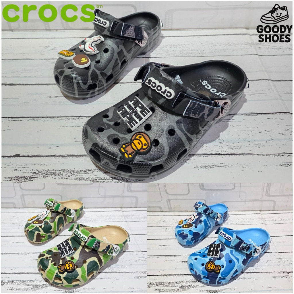 SANDAL CROCS X BAPE CLASSIC CLOG - CROCS X BAPE - SANDAL CROCS PRIA/WANITA
