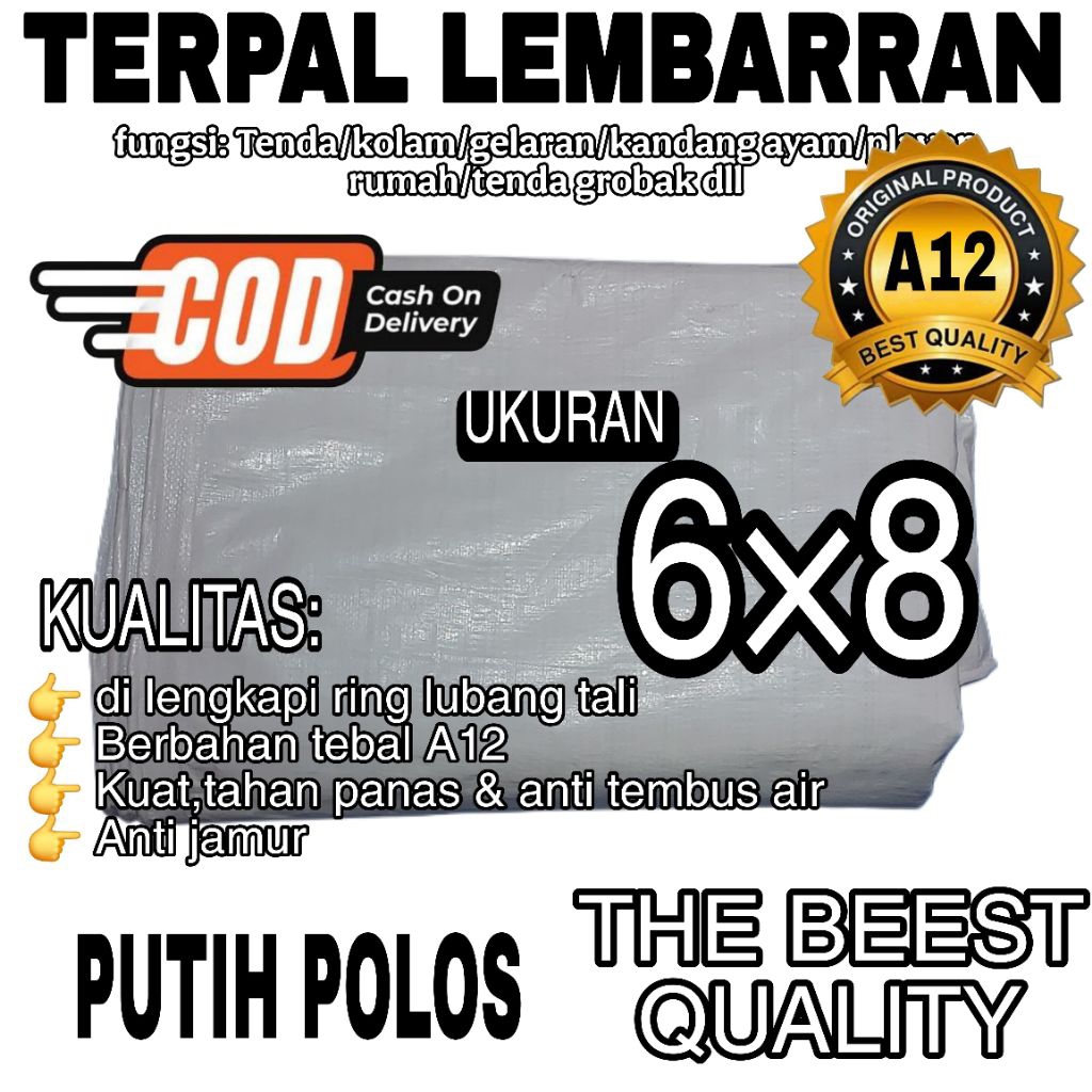 Tenda terpal A12 merek KOREA warna PUTIH kualitas kuat,tebal,mampu menahan panas & anti tembus air