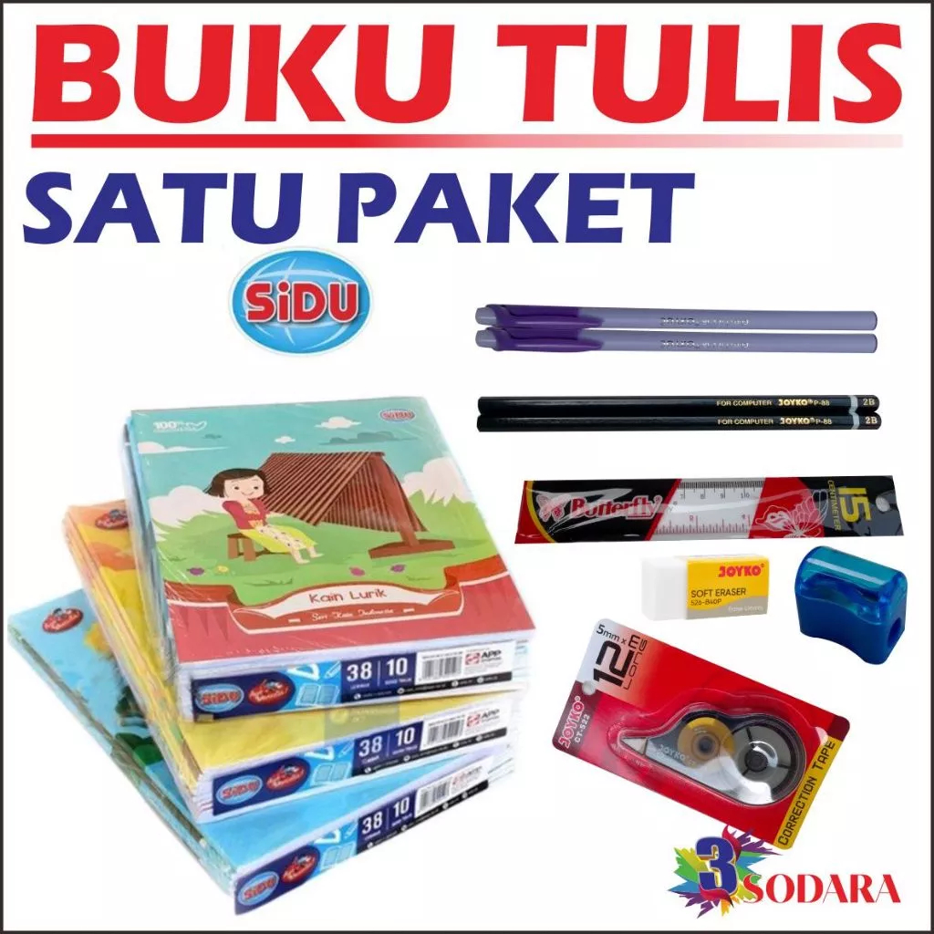 

PAKET BUKU TULIS SIDU - PERLENGKAPAN SEKOLAH SATU PAKET - PAKET PERLENGKAPAN SEKOLAH