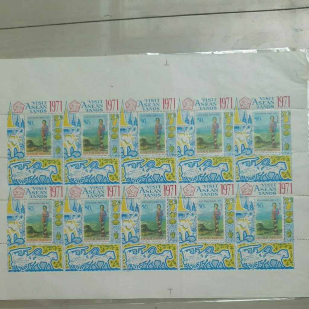 

Perangko souvenir sheet Asean Land 1971 uncut Blok 10 prangko