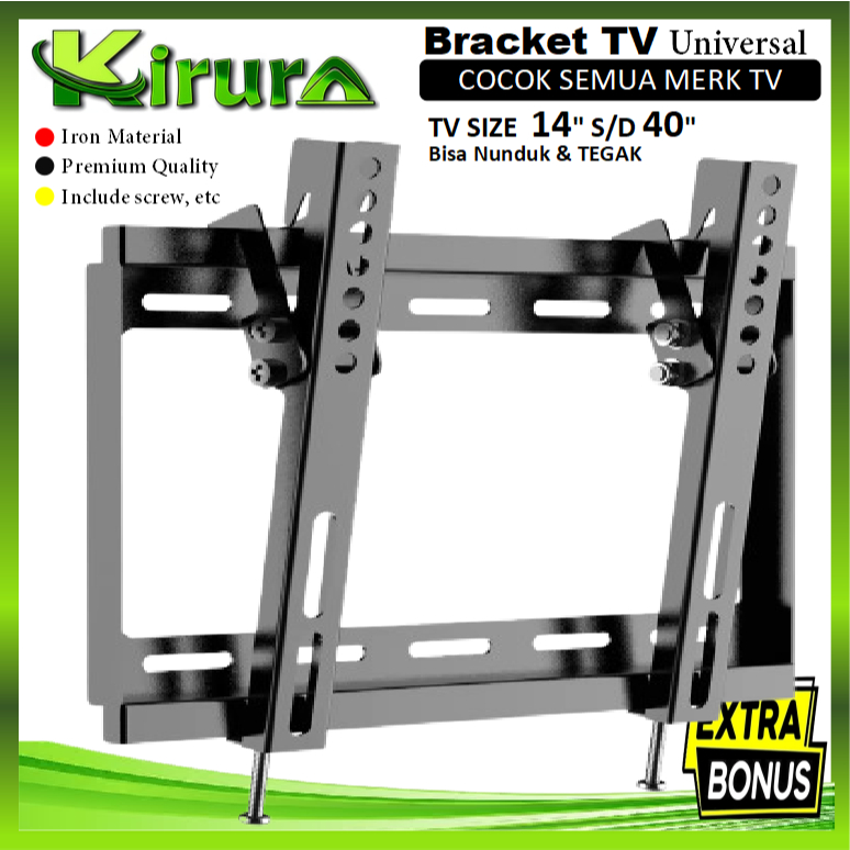 Bracket TV LED LCD & Monitor PC 14" s/d 40" Universal 40 32 24 21 17  14 inch 100% BESI