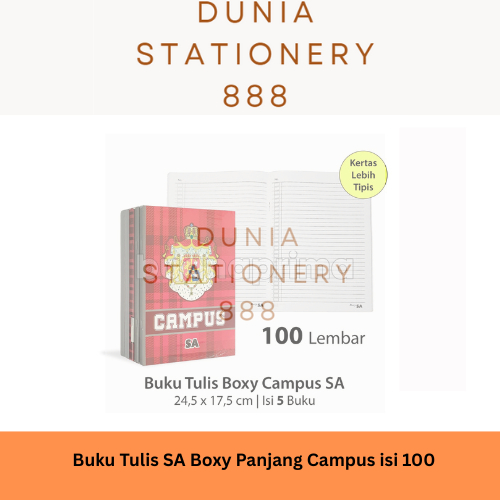 

Buku Tulis SA Boxy / Panjang Campus isi 100 lembar (5 pcs)