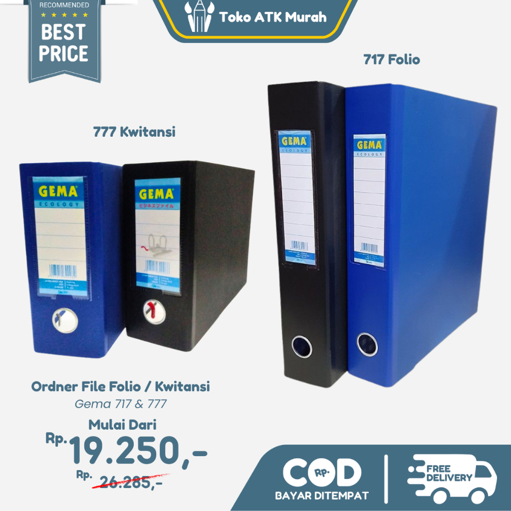 

Ordner GEMA Matt 717 Folio / 777 Kwitansi 1/2 Folio - Map Arsip Ring Binder Tebal Kantor & Sekolah