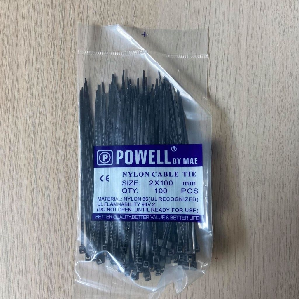 

POWELL KABEL TIES/CABLE TIE 10 CM SIZE 2x100mm (100 PCS) HITAM