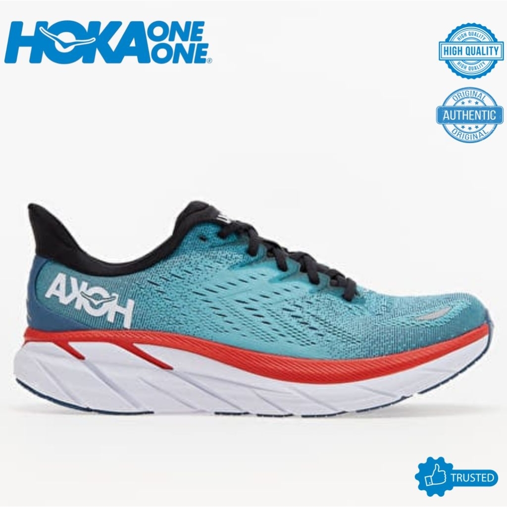 SEPATU HOKA CLIFTON 8 BLUE WHITE RED