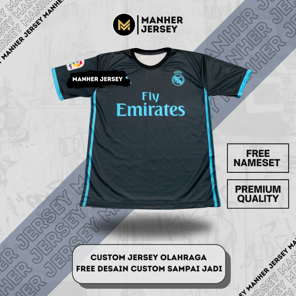 Jersey Real Madrid 2017 Away Full Printing Custom